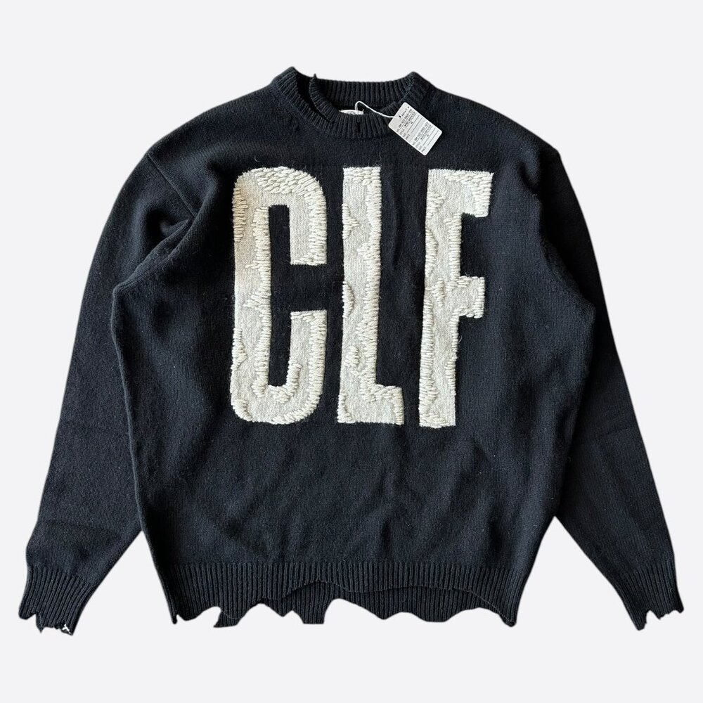 Saint Michael Black & White CLF Embroidered Wool Sweater